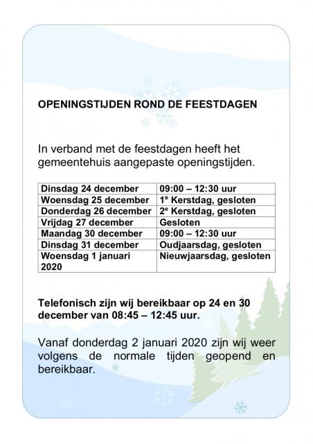 Gewijzigde Openingstijden Rond De Feestdagen Gemeente Urk